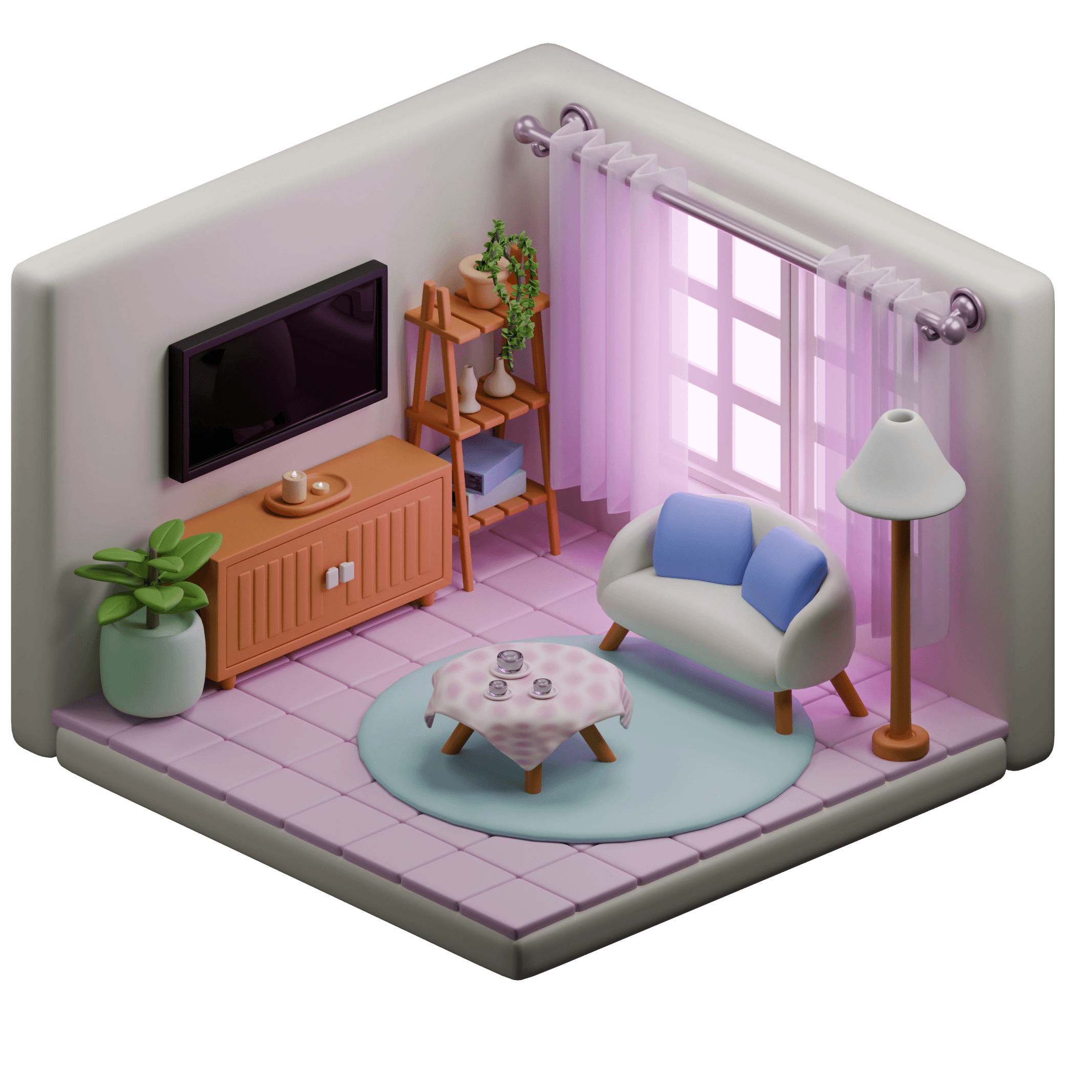 An apartment viewed in 3D in Layout