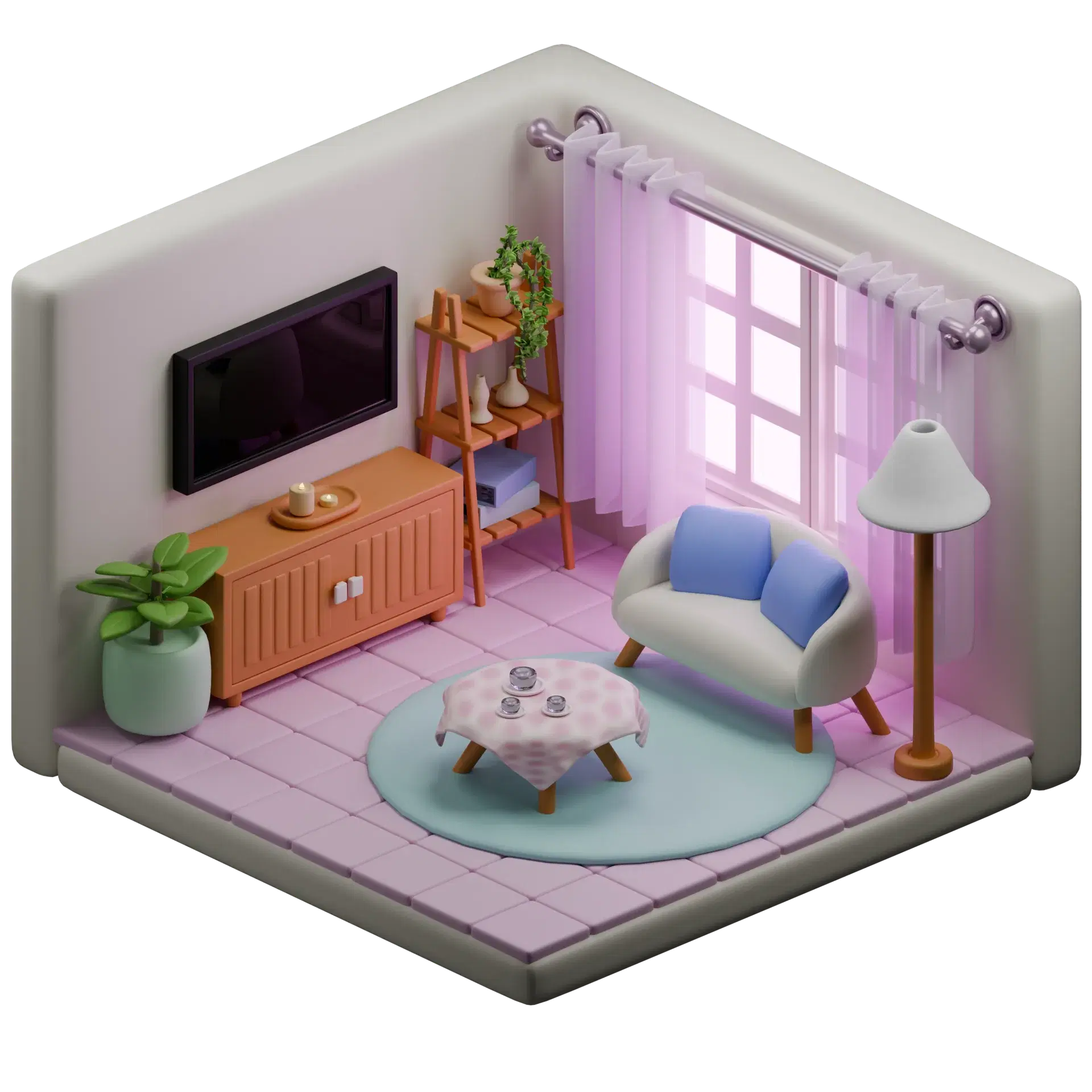 An apartment viewed in 3D in Layout
