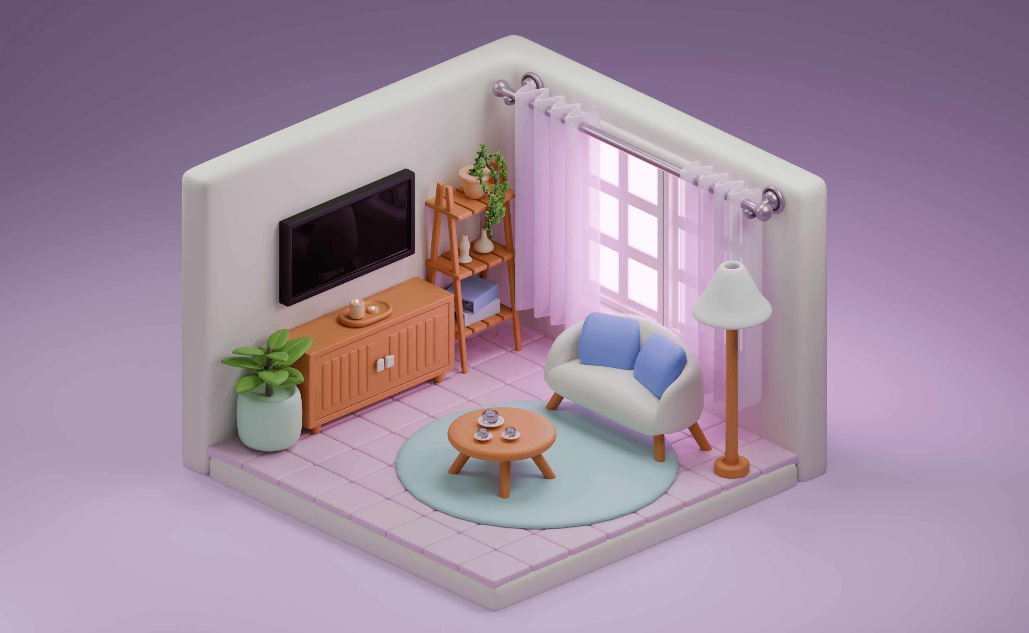 A studio apartment designed in Layout's 3D room editor